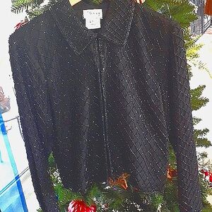 Black Silk Embellished Blazer